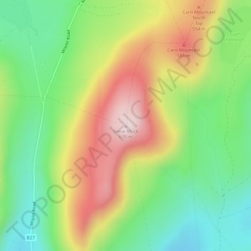 Slieve Muck topographic map, elevation, terrain