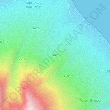 Walo topographic map, elevation, terrain