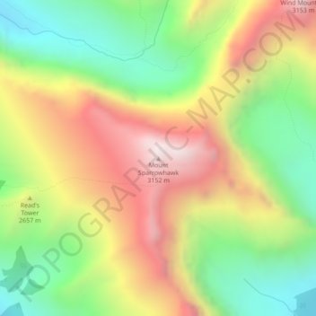 Mount Sparrowhawk topographic map, elevation, terrain