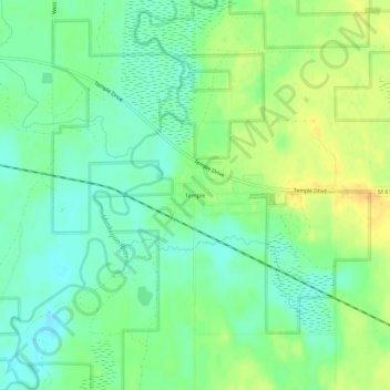 Temple topographic map, elevation, terrain