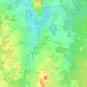 Le Pierray topographic map, elevation, terrain