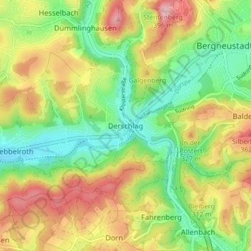 Derschlag topographic map, elevation, terrain
