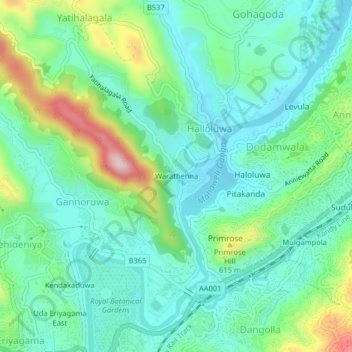 Warathenna topographic map, elevation, terrain