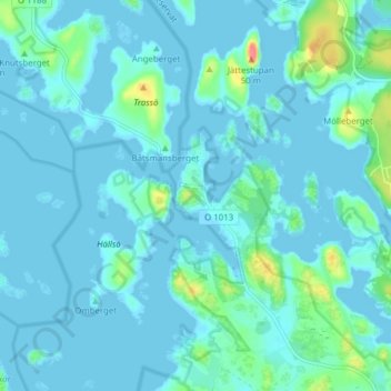 Havstenssund topographic map, elevation, terrain