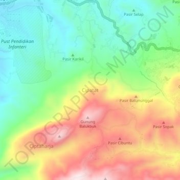 Cipatat topographic map, elevation, terrain