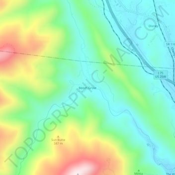 Beech Grove topographic map, elevation, terrain