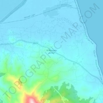 El Maassem topographic map, elevation, terrain