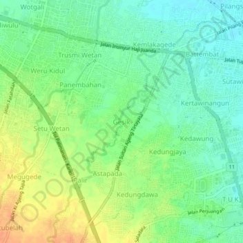 Gesik topographic map, elevation, terrain