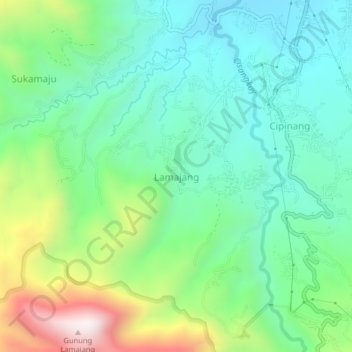 Lamajang topographic map, elevation, terrain