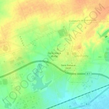 Dene Malick Gueye topographic map, elevation, terrain