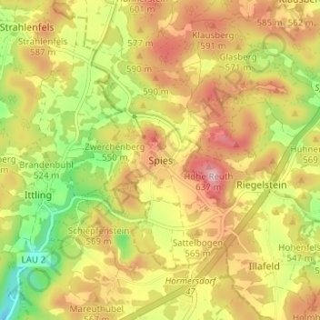 Spies topographic map, elevation, terrain
