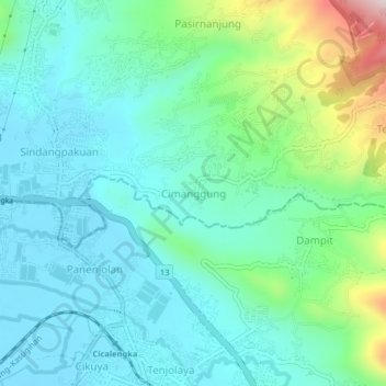 Cimanggung topographic map, elevation, terrain