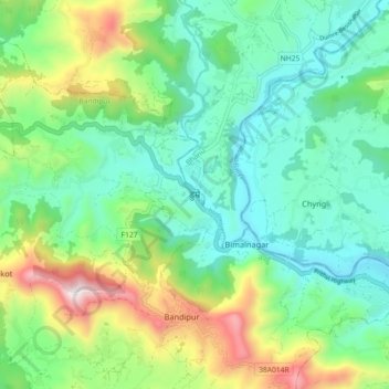Dumre topographic map, elevation, terrain