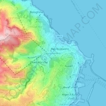 Droudj el Rounda (Rounda Steps) topographic map, elevation, terrain