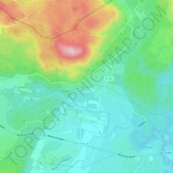 Les Cazals topographic map, elevation, terrain