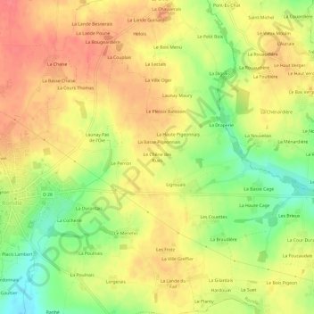 Le Chêne des Rues topographic map, elevation, terrain