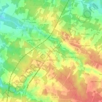 La Roulerie topographic map, elevation, terrain