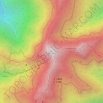 Yushan topographic map, elevation, terrain
