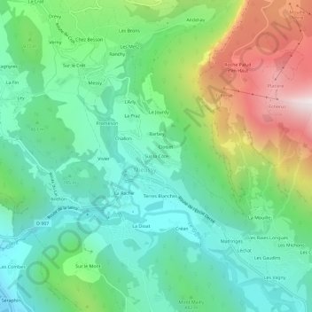 Sur la Côte topographic map, elevation, terrain