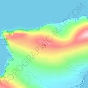 Fjallið topographic map, elevation, terrain