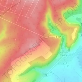 Le Jura topographic map, elevation, terrain