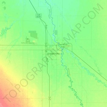 Grand Forks topographic map, elevation, terrain