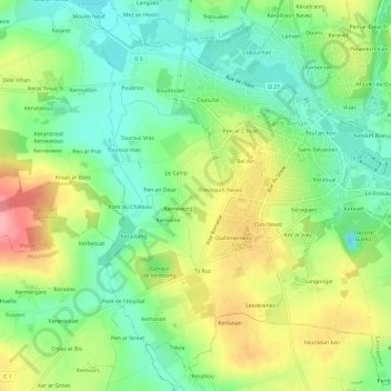 Trevisquin topographic map, elevation, terrain