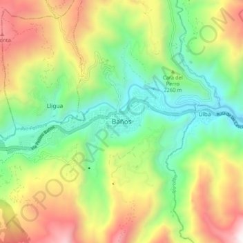 Baños topographic map, elevation, terrain