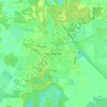 Jaunmārupe topographic map, elevation, terrain