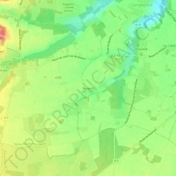 Bougnol topographic map, elevation, terrain