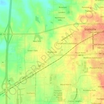 Westwood topographic map, elevation, terrain