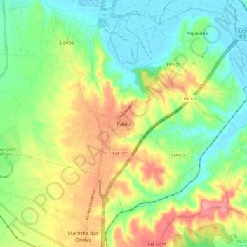 Paião topographic map, elevation, terrain