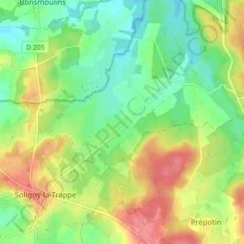 Les Gastineaux topographic map, elevation, terrain