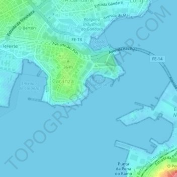 Punta do Carballo topographic map, elevation, terrain