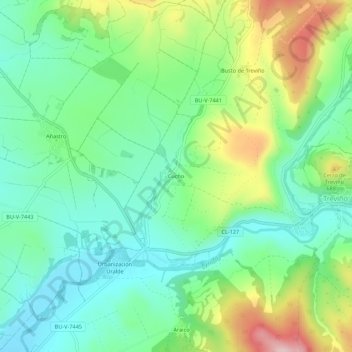Cucho topographic map, elevation, terrain