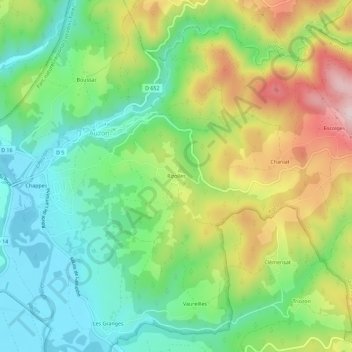 Rizolles topographic map, elevation, terrain