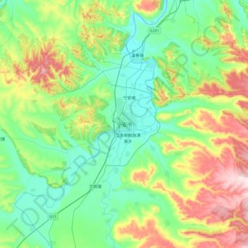 Ning'an topographic map, elevation, terrain