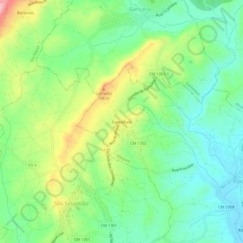 Carvalhais topographic map, elevation, terrain