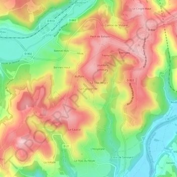 La Cassagnole topographic map, elevation, terrain