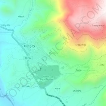 Runtu topographic map, elevation, terrain
