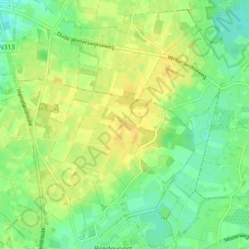 't Klooster topographic map, elevation, terrain