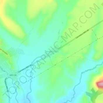 Tenextitlan topographic map, elevation, terrain