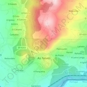 Santa Bárbara topographic map, elevation, terrain