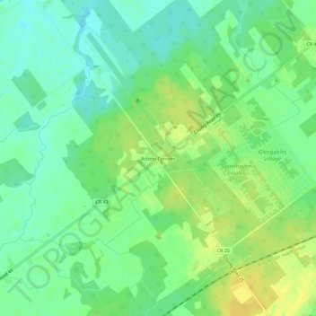 Actons Corners topographic map, elevation, terrain