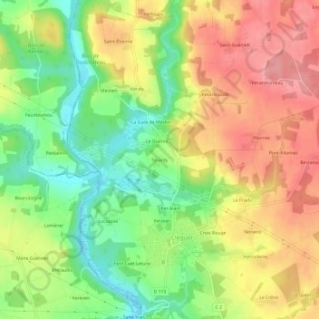 Tavardy topographic map, elevation, terrain