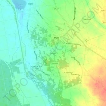 Cential topographic map, elevation, terrain