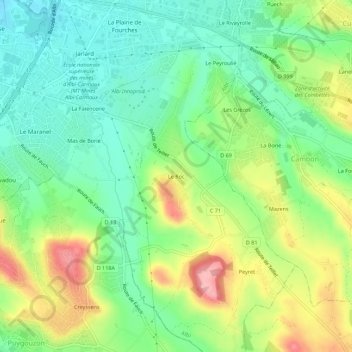 Le Roc topographic map, elevation, terrain