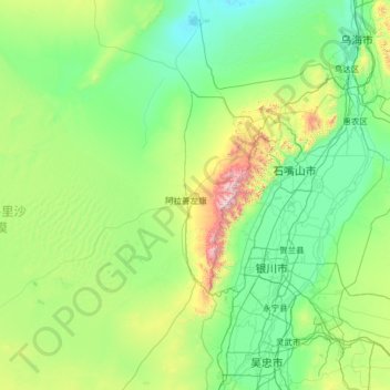 阿拉善盟 topographic map, elevation, terrain