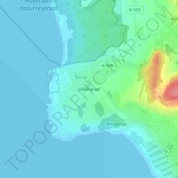 Villshärad topographic map, elevation, terrain