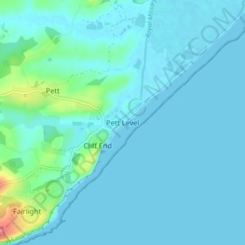 Pett Level topographic map, elevation, terrain